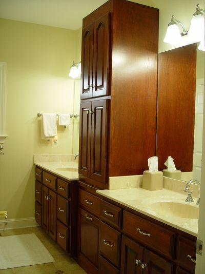 bril master bath vanity with linen