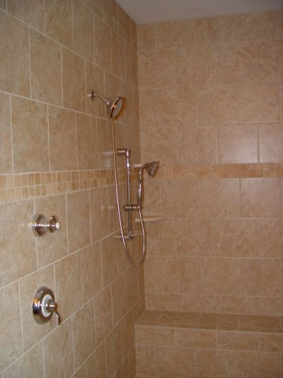 long big tile shower