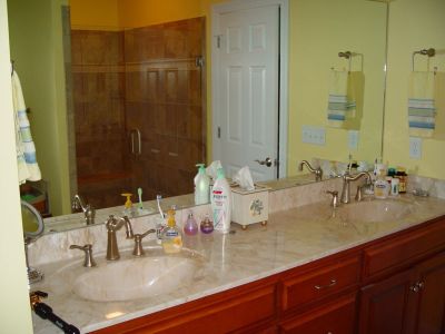 over mbath vanity and shower